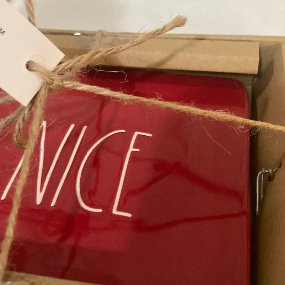 Rae Dunn Red 'Nice' Plate and 'Naughty' Knife Set